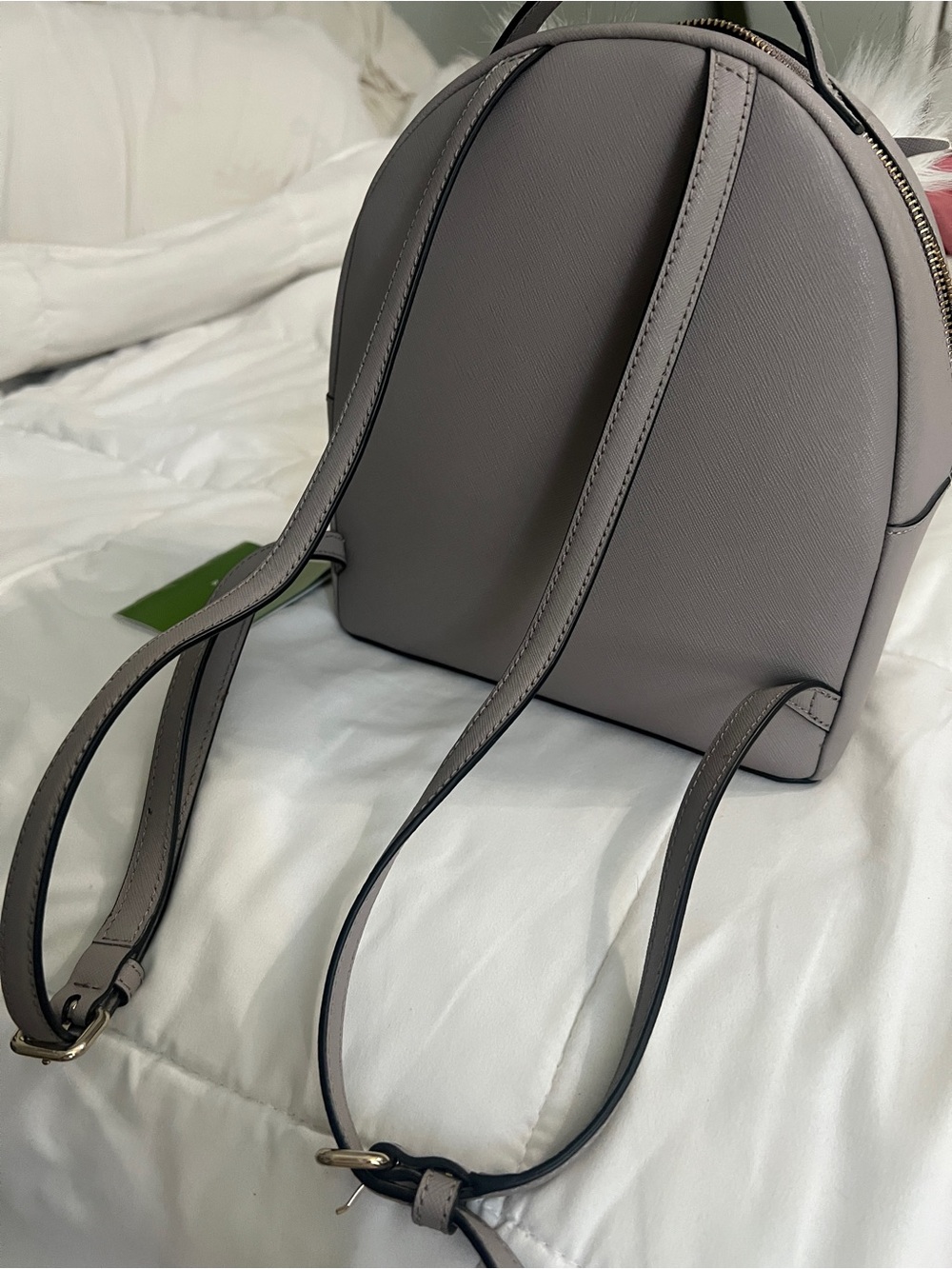Brand New Kate Spade Gray Owl Backpack with Faux Fur Accents - Picture 2 of 6
